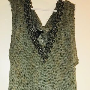 BCBGMaxazria Green/brown sleeveless sweater